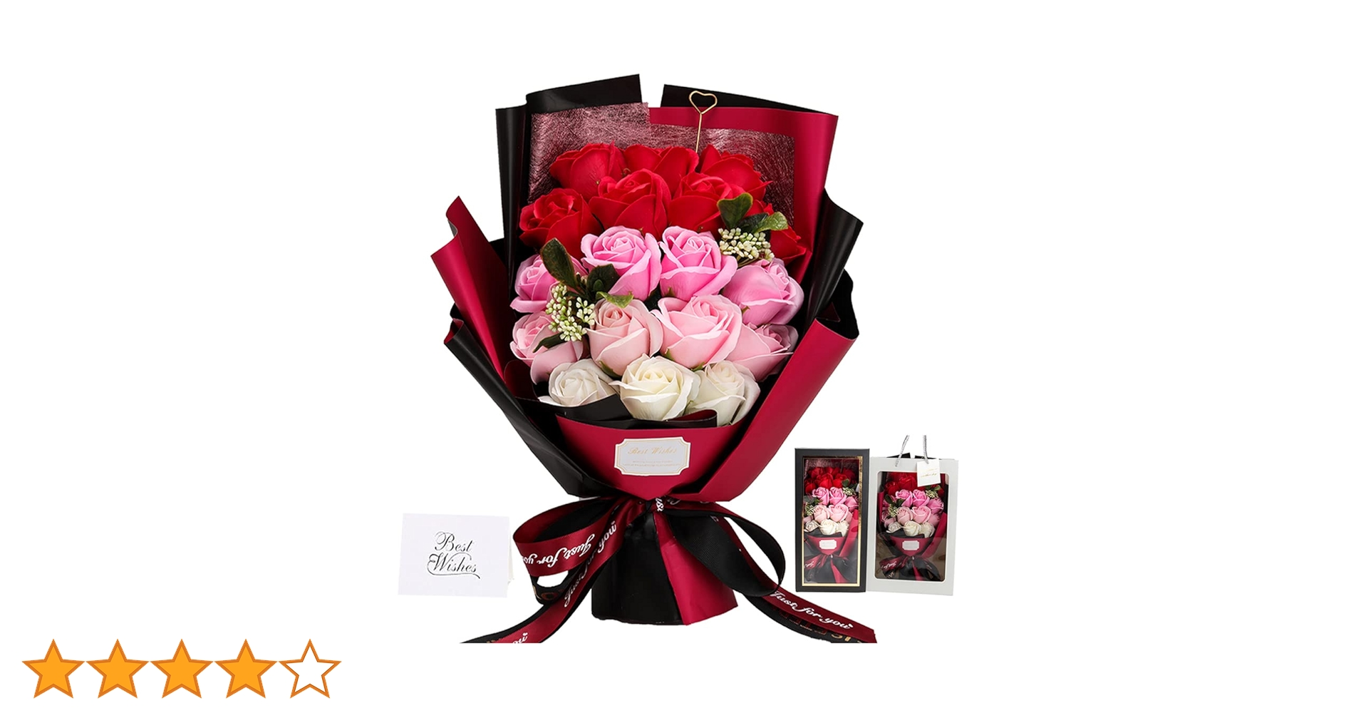 バラ　バラの花束　装飾　人工フラワー　造花　バレンタイン　母の日　　誕生日 Amazon｜ソープフラワー花束 母の日プレゼント， 誕生日